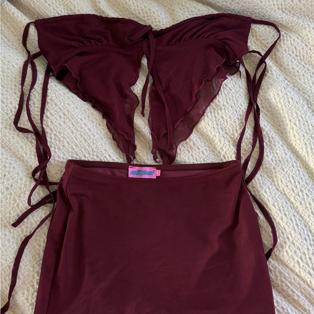 Elegant Maroon Skirt Set